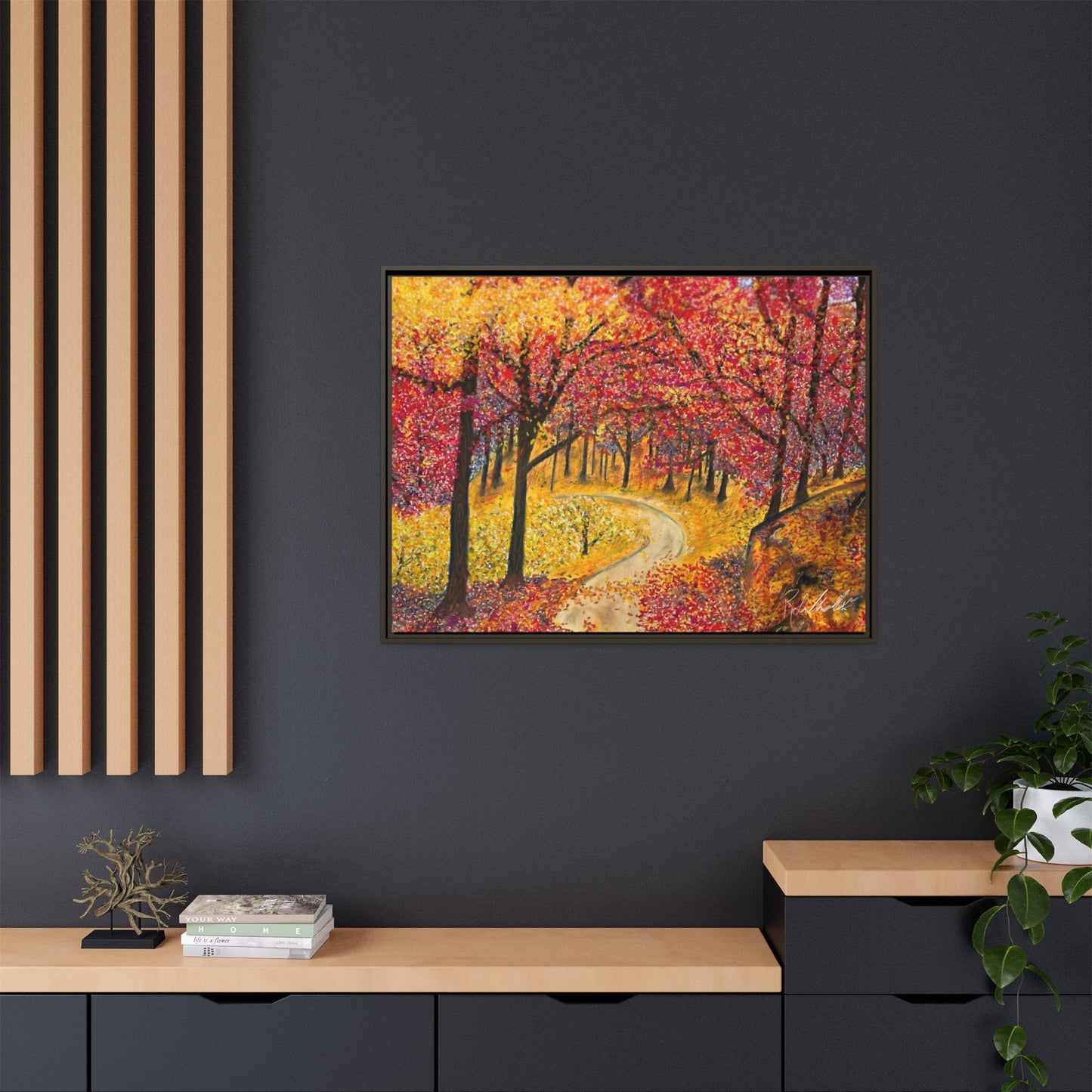 Vibrant Fall Forest Framed Wall Art