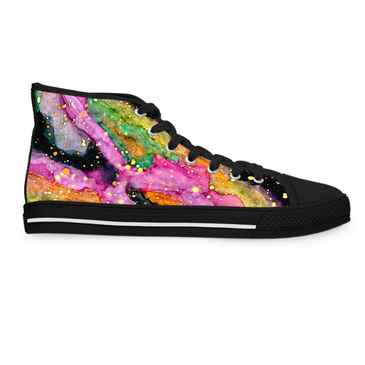 Neon Galaxy Unisex Classic High Top Sneakers Closed Toe Casual Walking Fashion Shoes