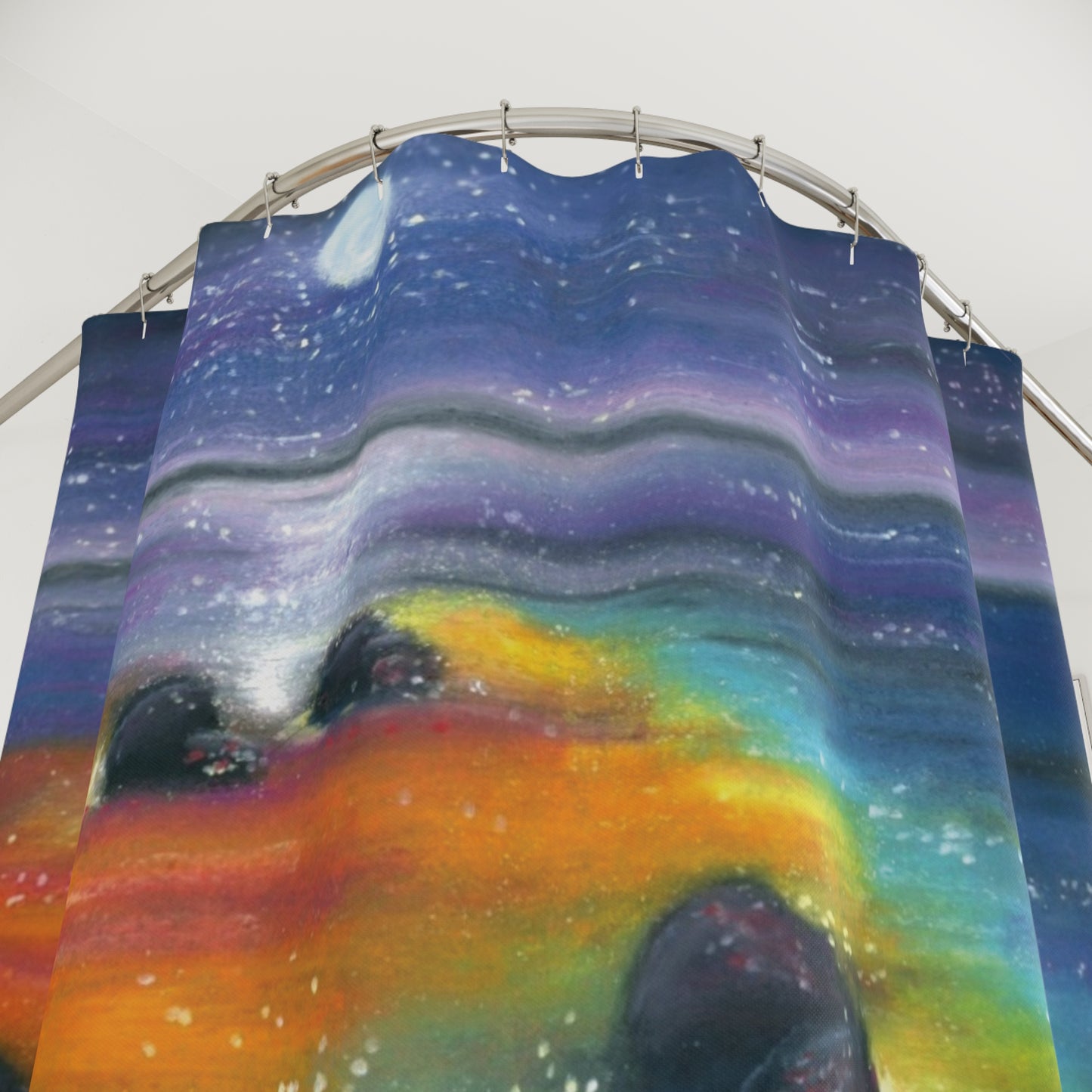 Galaxy Tide Shower Curtain — Colorful Cosmic Beach Bathroom Decor