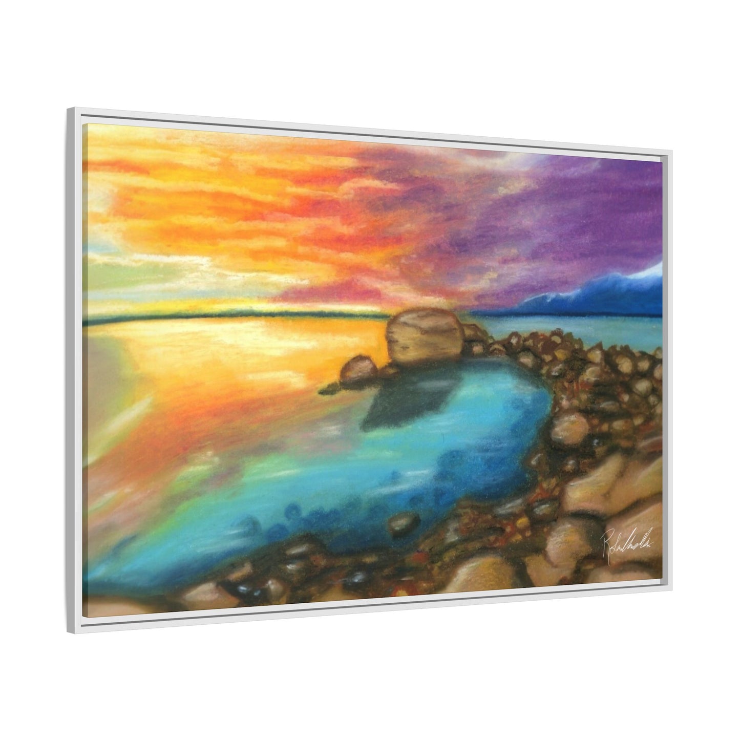 Sunset Ocean Beach Framed Wall Art