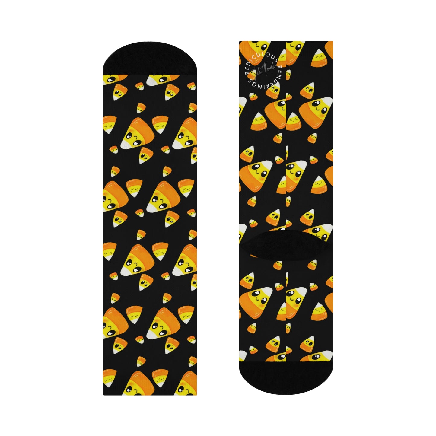 Candy Corn Halloween Cushioned Crew Socks