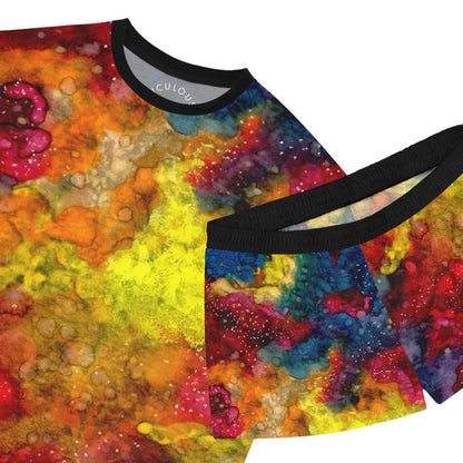 Women's Colorful Marble Pajama Set — Vibrant Abstract AOP Sleepwear