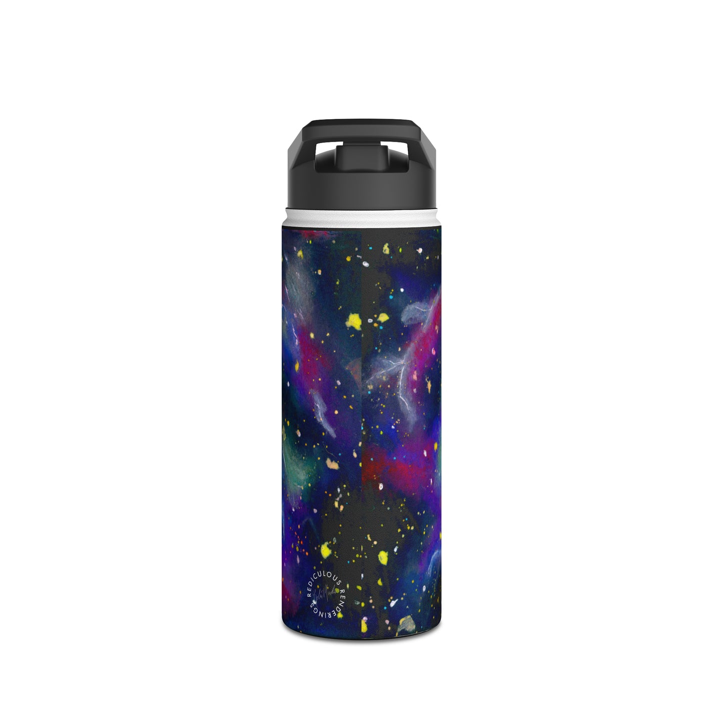 Rainbow Vortex Galaxy Stainless Steel Water Bottle, Standard Lid