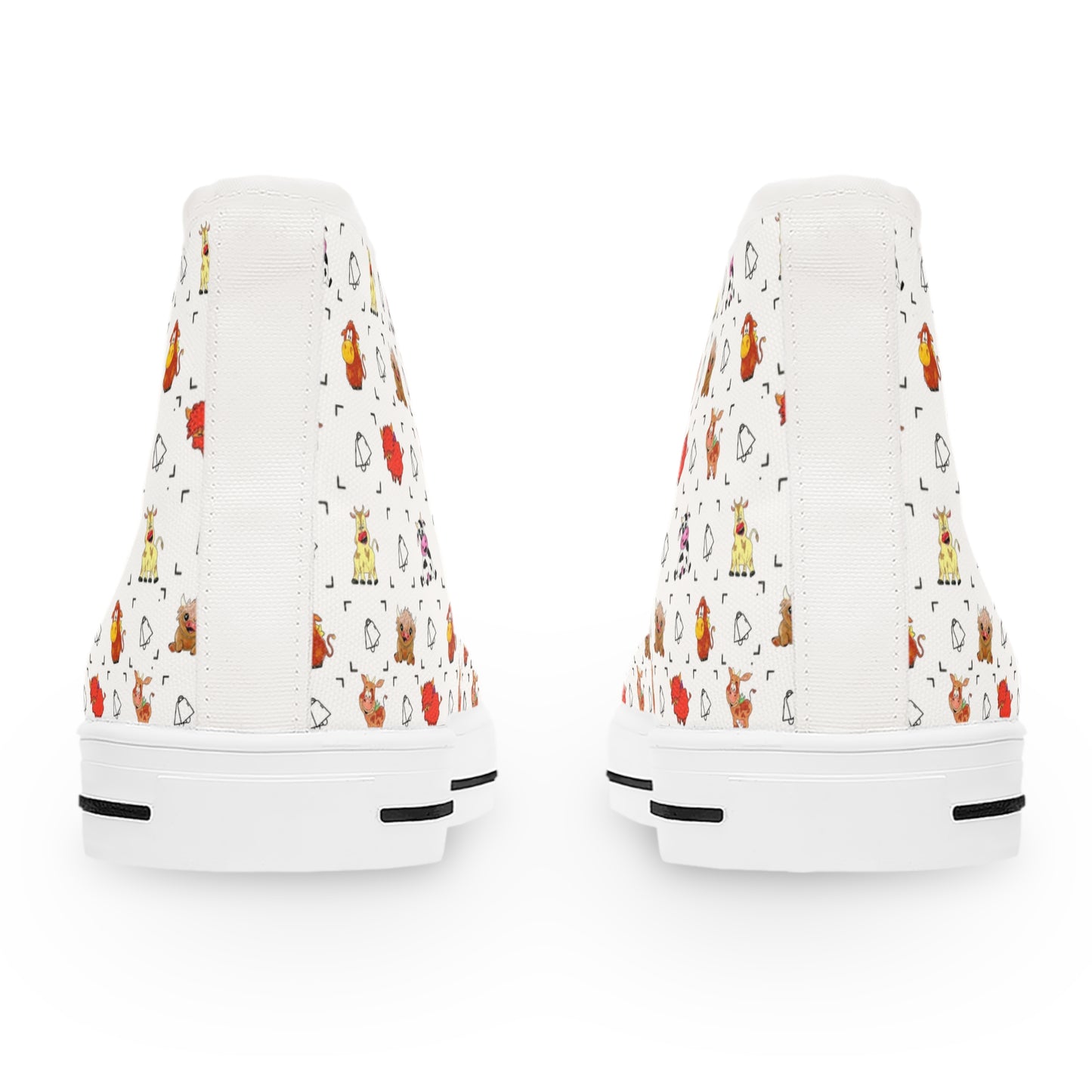 Women's High Top Sneakers — Cute Autumn Animal Cow Pattern Casual Shoes