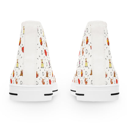 Women's High Top Sneakers — Cute Autumn Animal Cow Pattern Casual Shoes