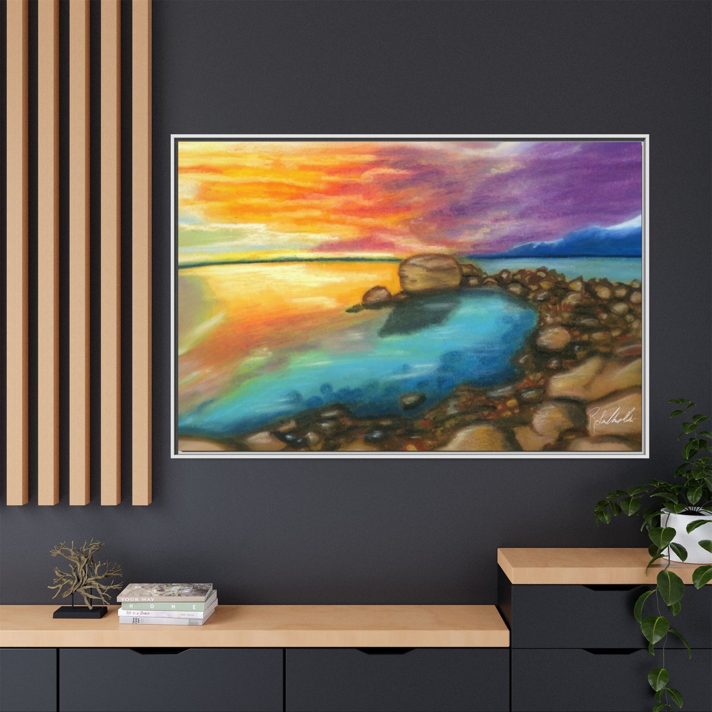 Sunset Ocean Beach Framed Wall Art