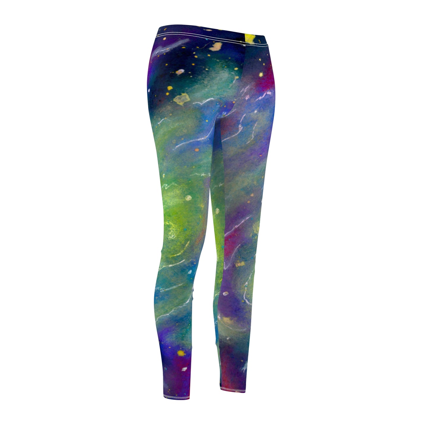 Rainbow Vortex Galaxy Women's Cut & Sew Casual Leggings (AOP)