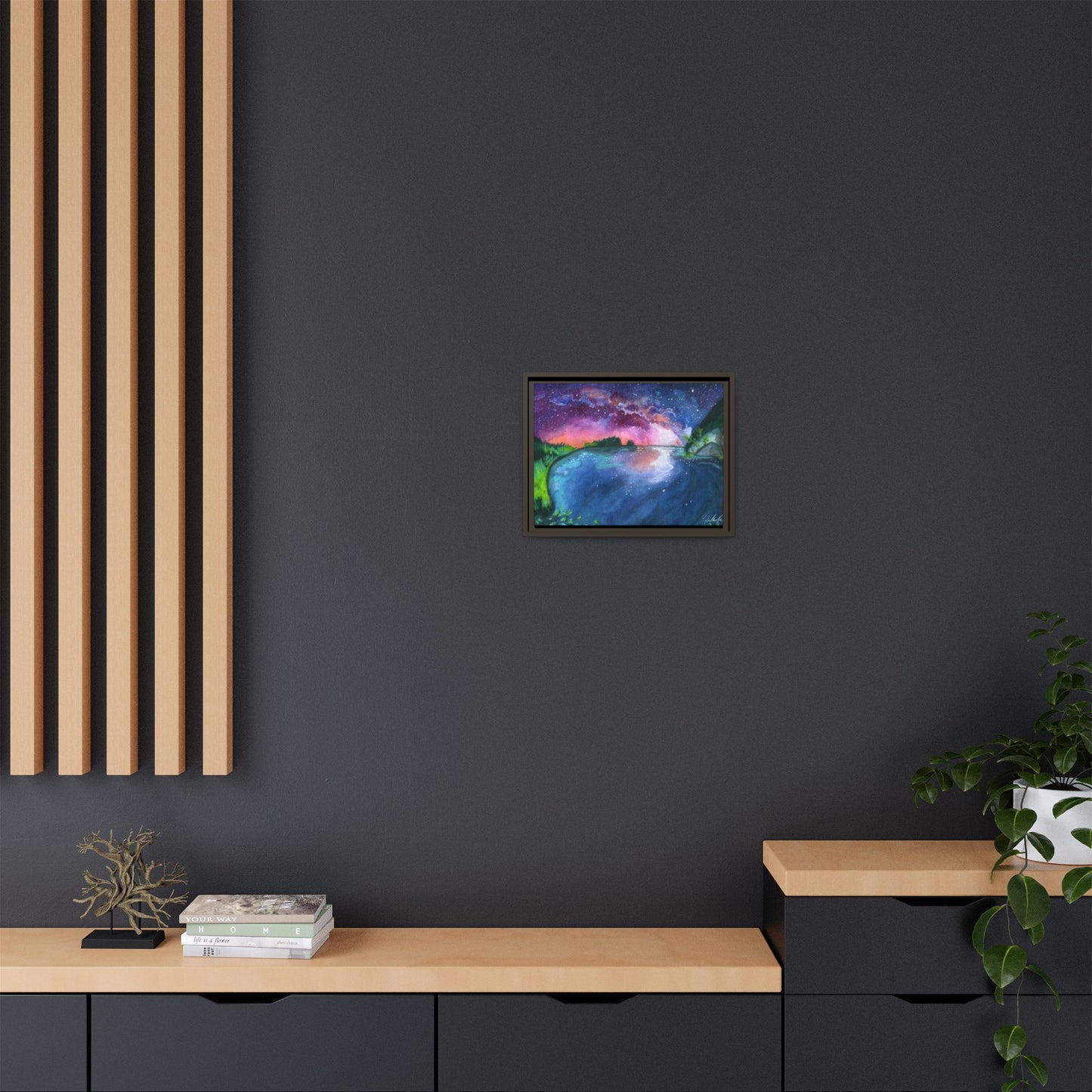 Watercolor Sunset Lake Framed Wall Art