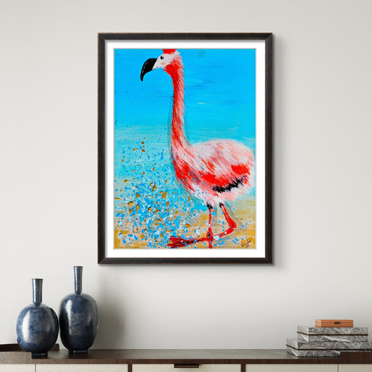 Flamingo Splashing in Water 8x10 Museum Grade Fine Art Print