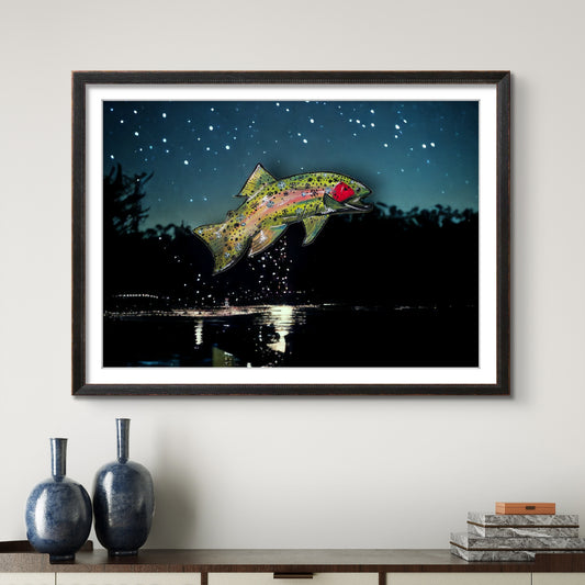 Flying Rainbow Trout Fish 8x10 Museum Grade Fine Art Print