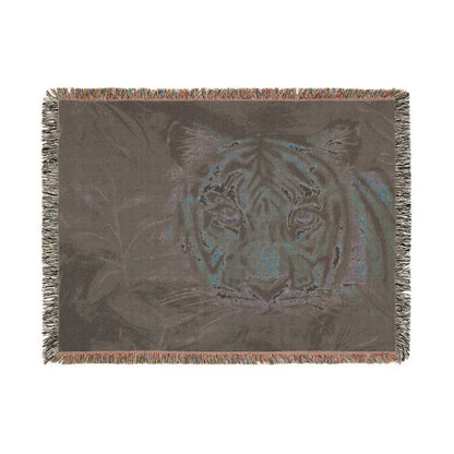 Tiger Woven Blanket — Jungle Tiger Throw with Fringe