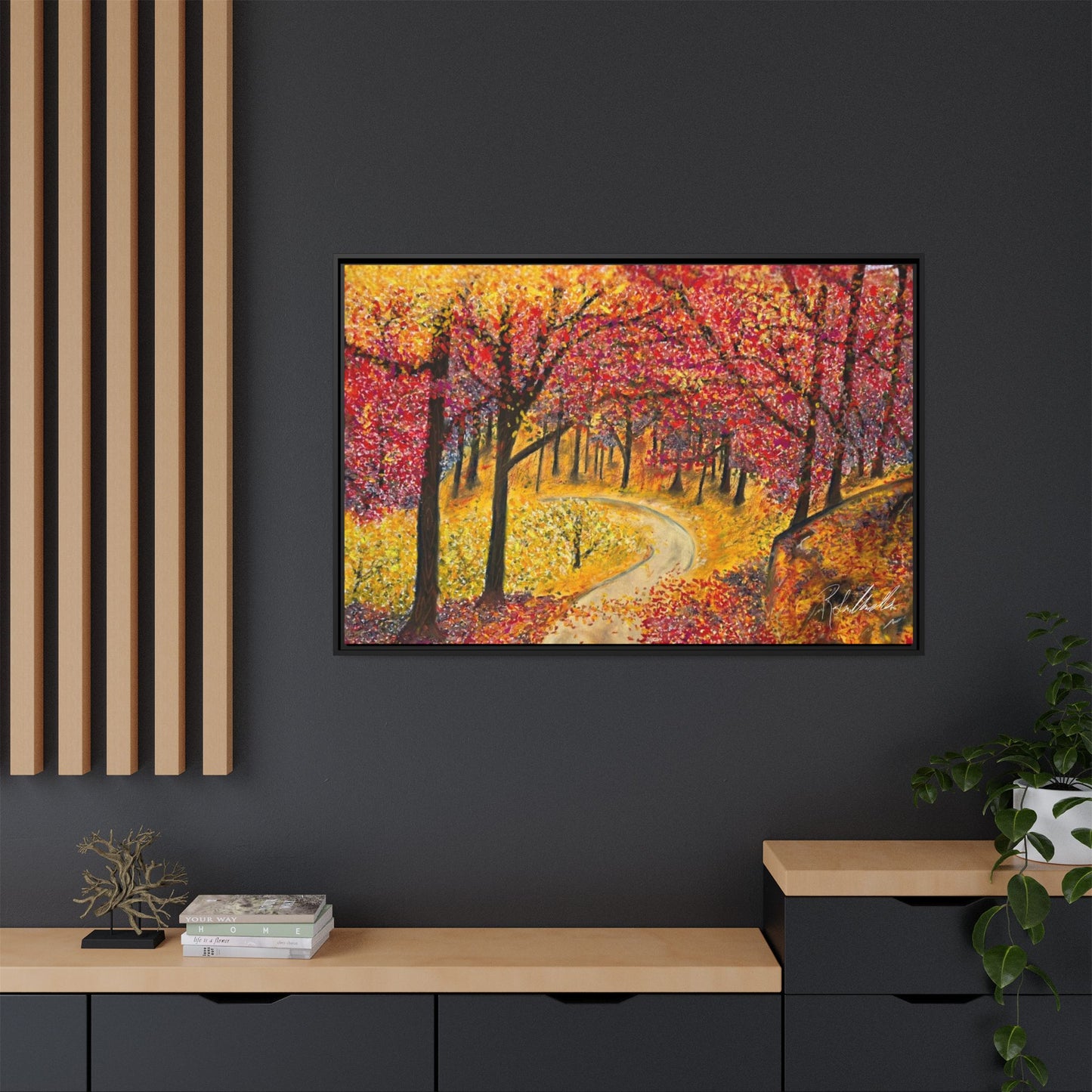 Vibrant Fall Forest Framed Wall Art