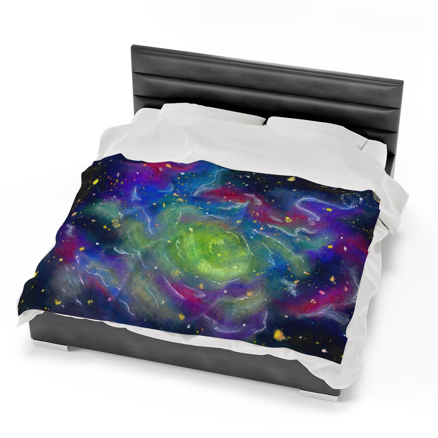 Rainbow Vortex Galaxy Velveteen Plush Blanket