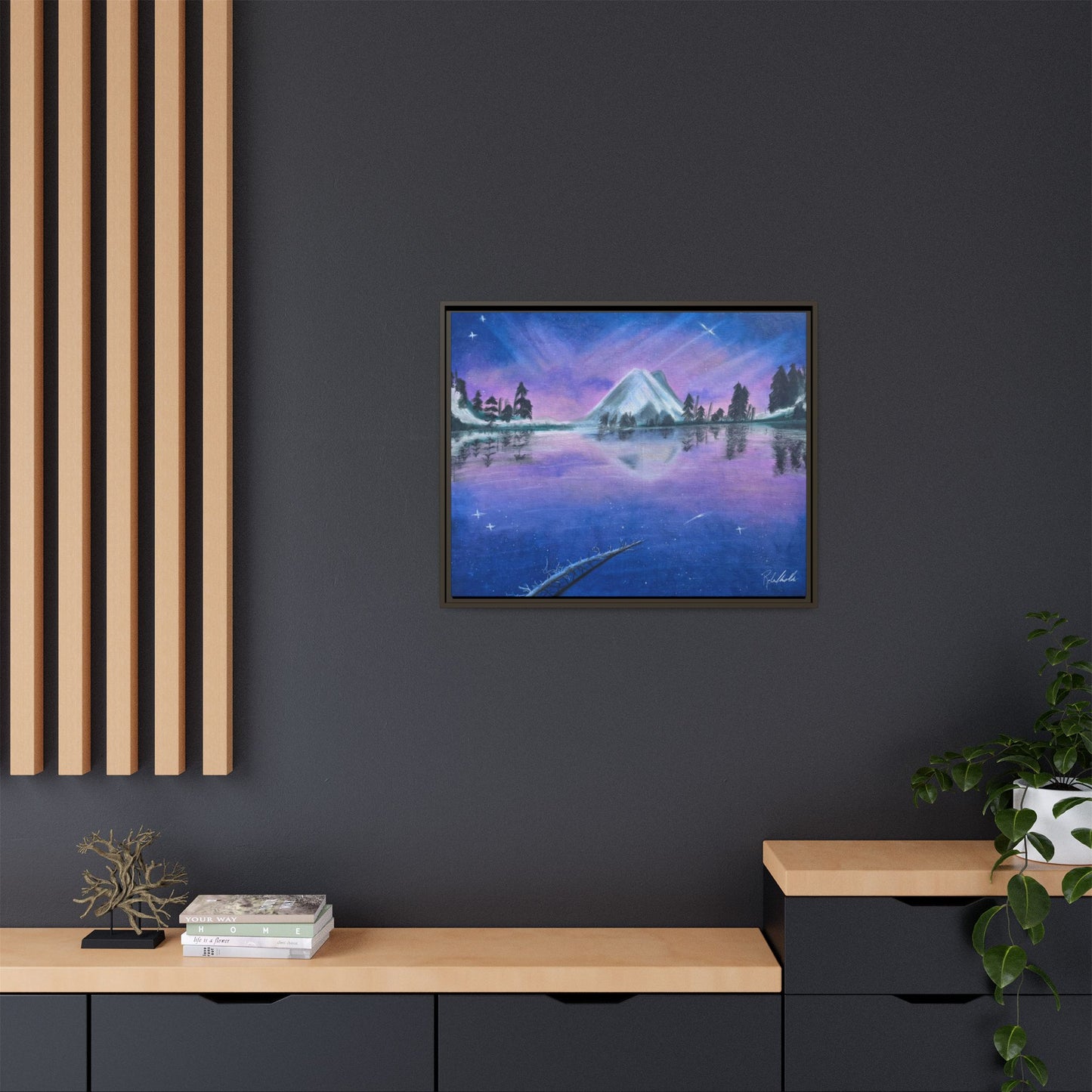 Purple Sky Over Lone Mountain Framed Wall Art