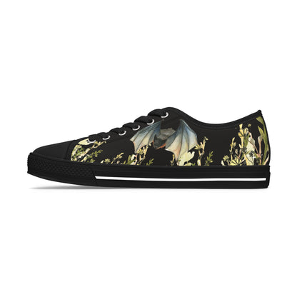 Women's Low Top Sneakers — Botanical Bat Night Floral Print