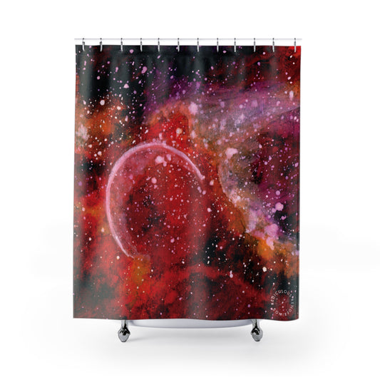 Orange Moons Galaxy Shower Curtain