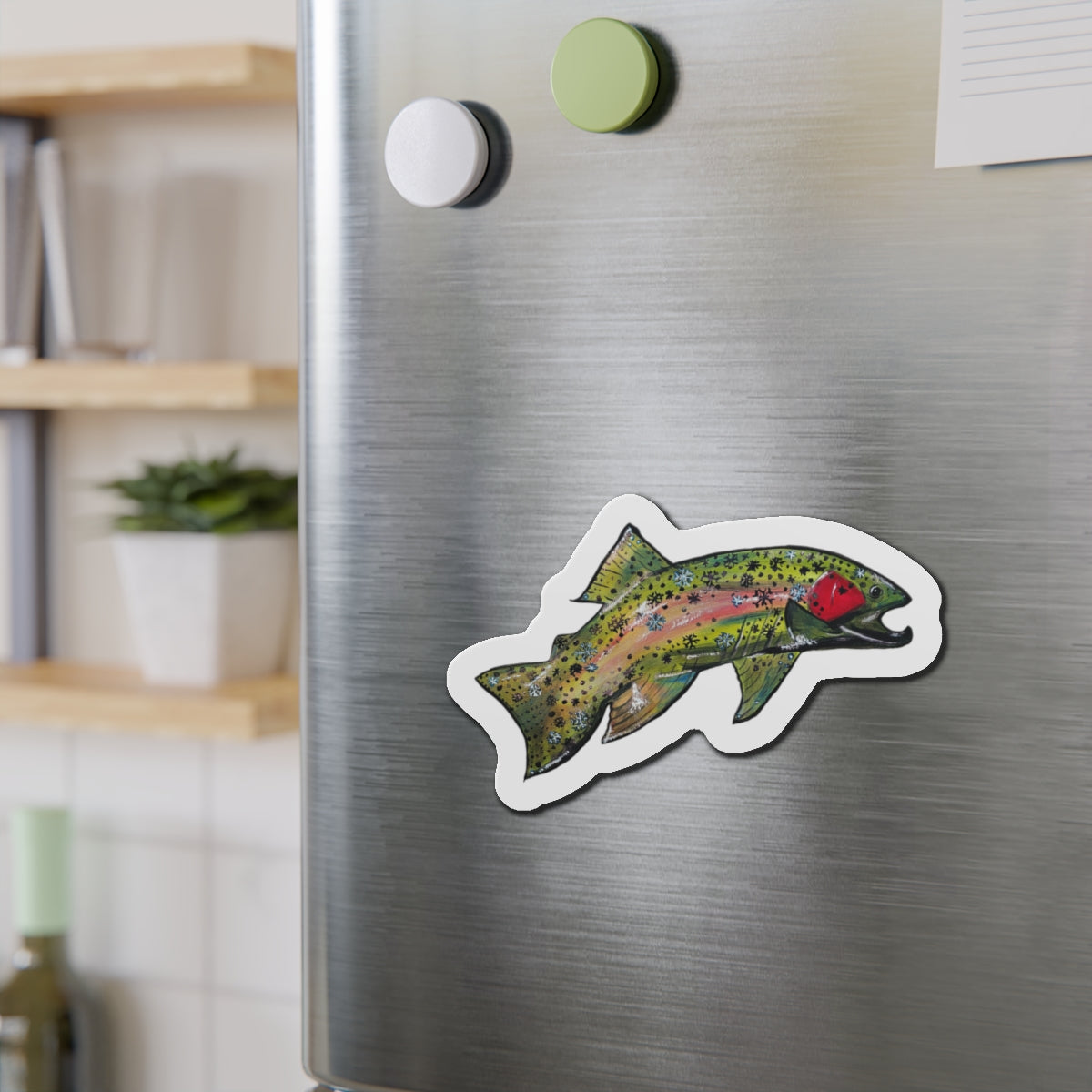 Fish Die-Cut Magnets  Custom Shape, 5 Sizes, Vinyl Material for Outdoor Use, Flexible and Durable, Black Backing - Home Decor Refrigerator Magnets