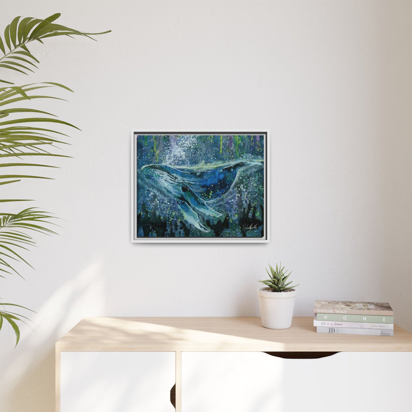 Watercolor Whale Framed Wall Art