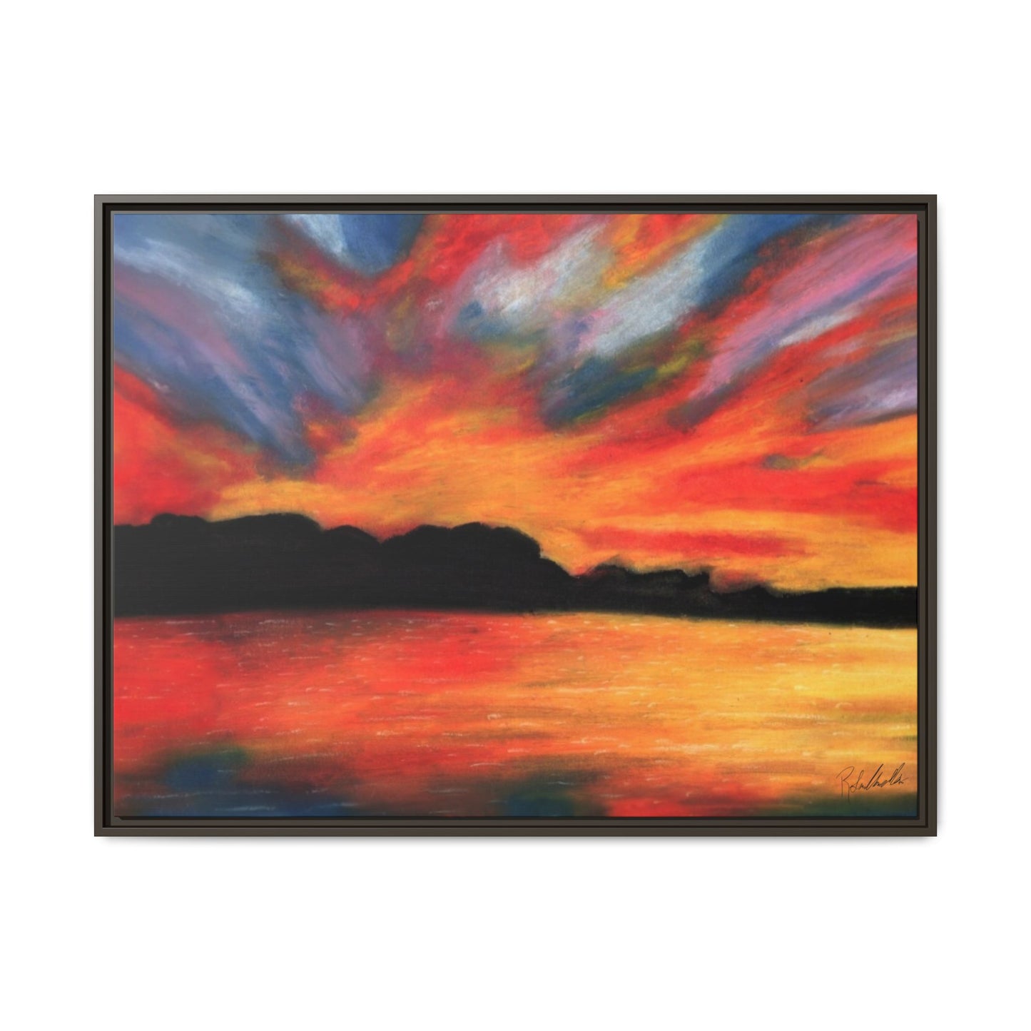 Sunset Over The Lake Framed Wall Art
