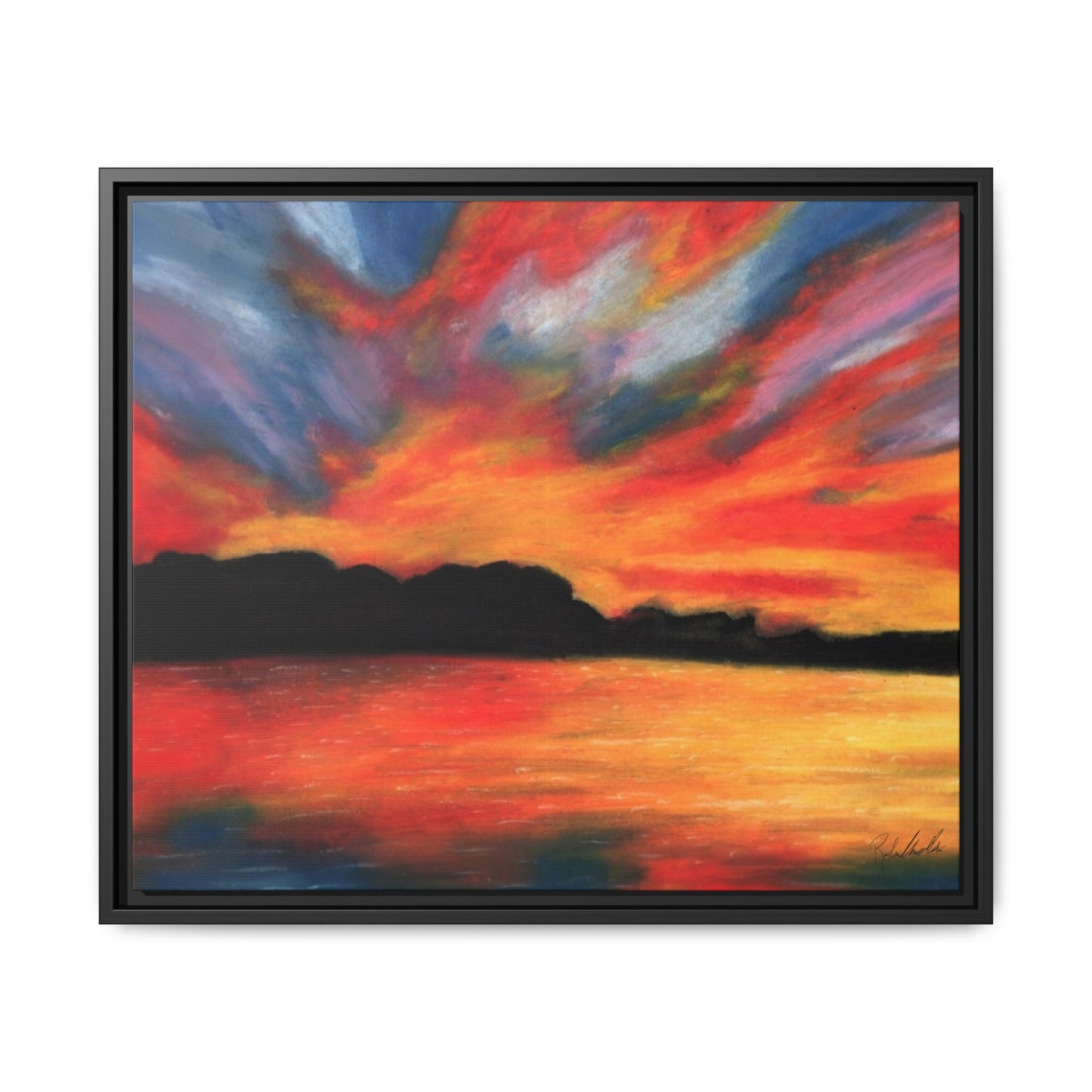 Sunset Over The Lake Framed Wall Art