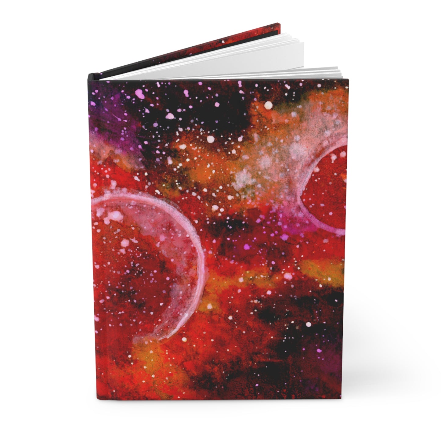 Orange Moons Galaxy Hardcover Journal Matte 150 Pages, Printed Cover