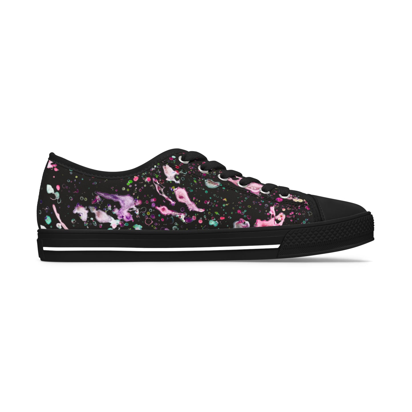 Low Top Sneakers — Galaxy Pink Paint Splatter Women's Casual Shoes