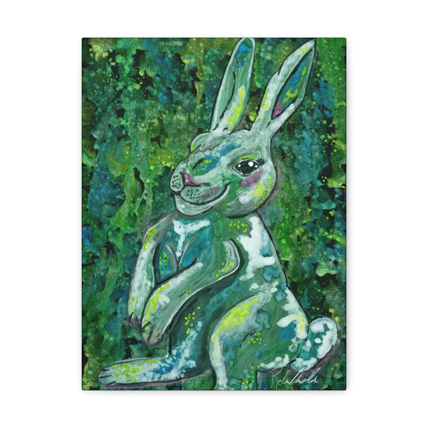 Green Rabbit Canvas Gallery Wraps