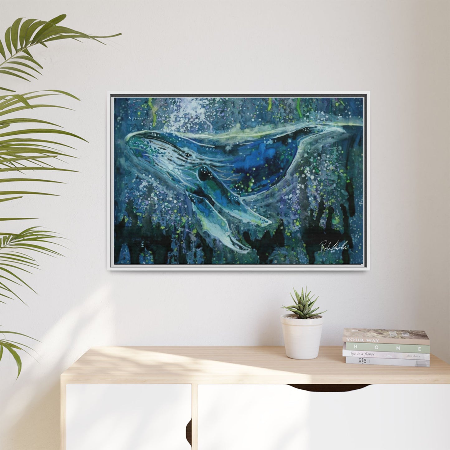 Watercolor Whale Framed Wall Art