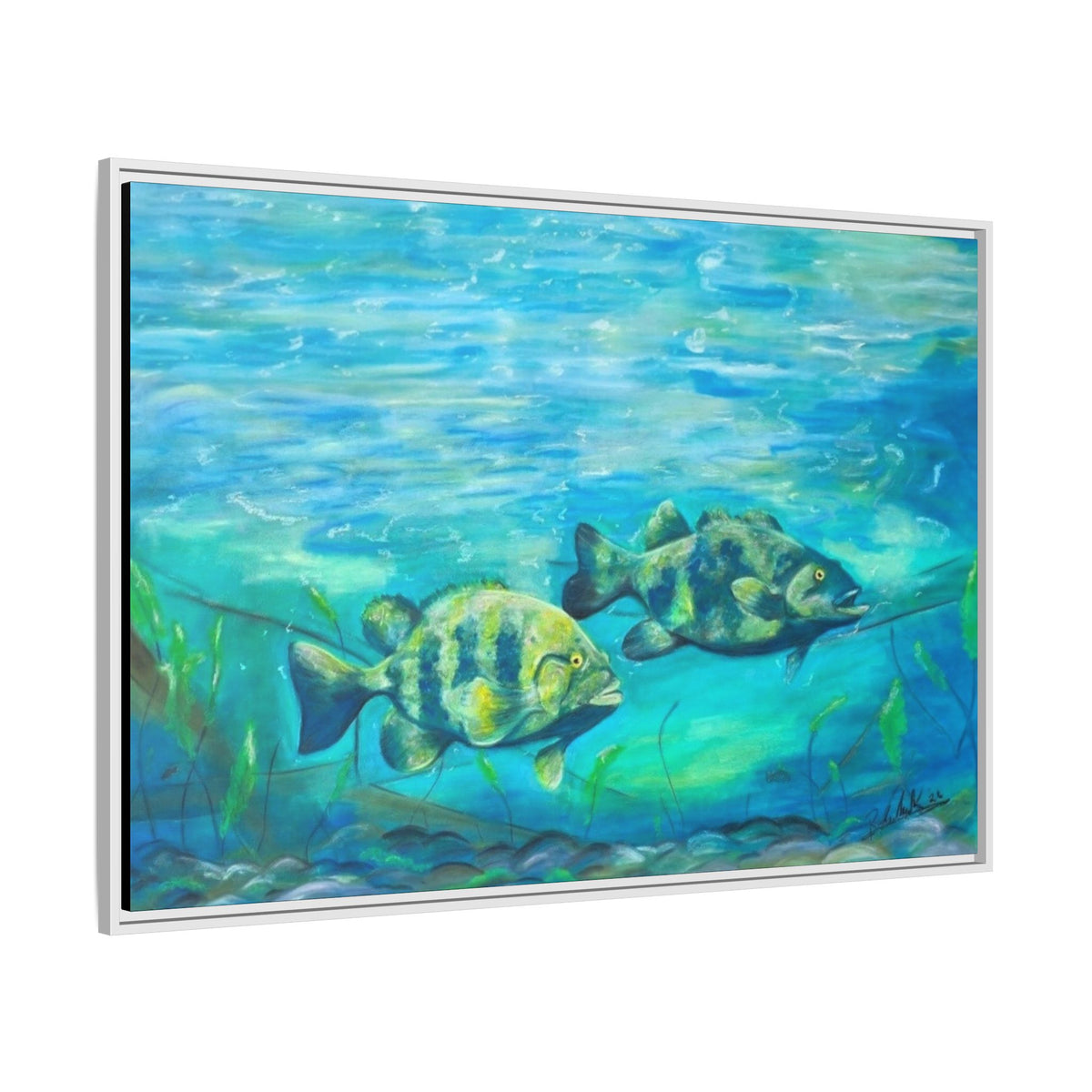 Framed Matte Canvas - Underwater Fish Scene