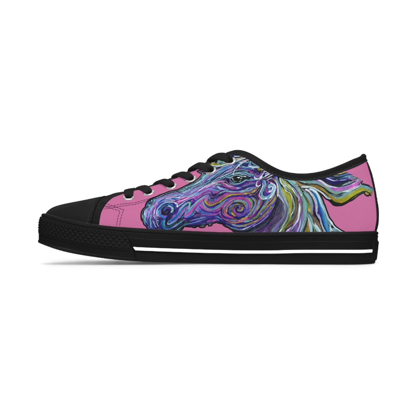 Pink Abstract Horse Unisex Low-Top Sneakers