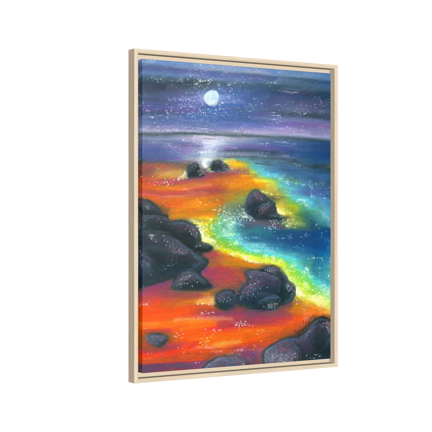 Beach at Night Frame Wall Art
