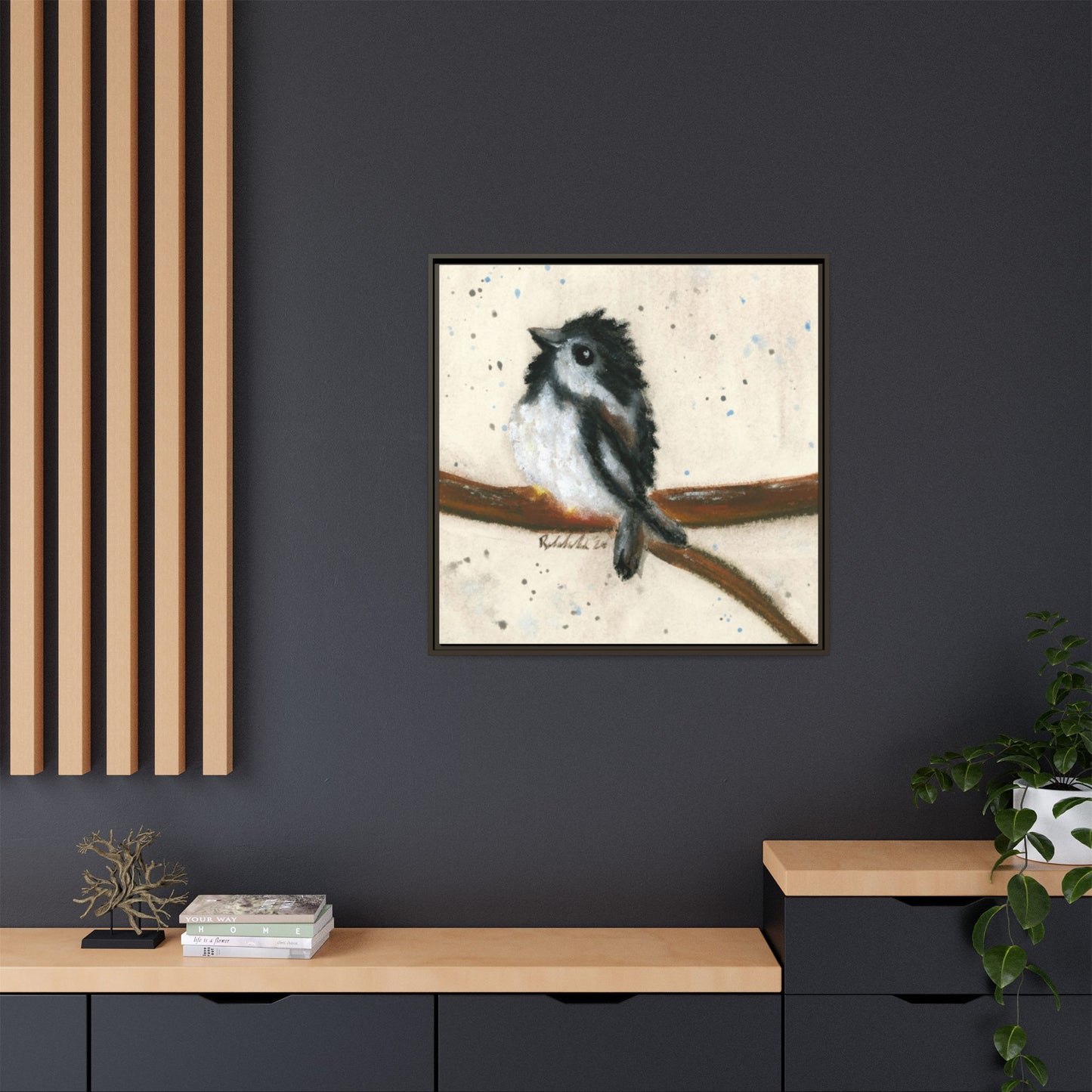 Black Finch Bird Framed Wall Art