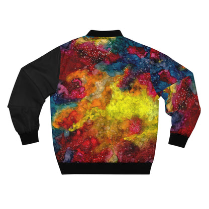 Colorburst Abstract Bomber Jacket — Men’s Vibrant Galaxy Print