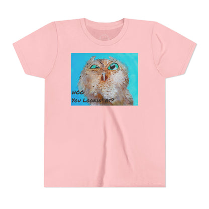 Youth Owl Tee "Hoo You Looking At?" - Cute Kids Graphic T-Shirt