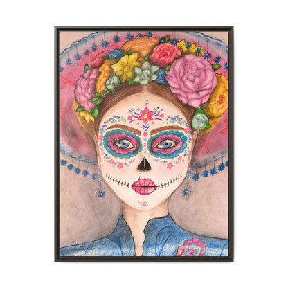 Day of the Dead Skull Woman Framed Wall Art