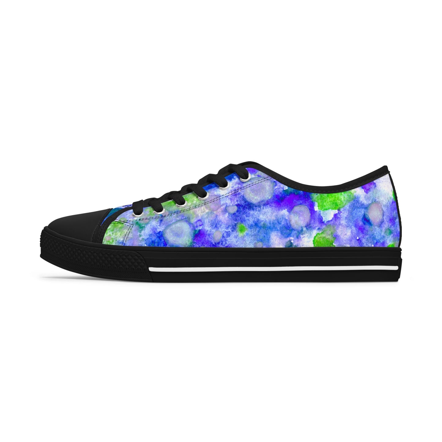 Floral Blur Women's Low Top Sneakers – Blue & Green Watercolor Print