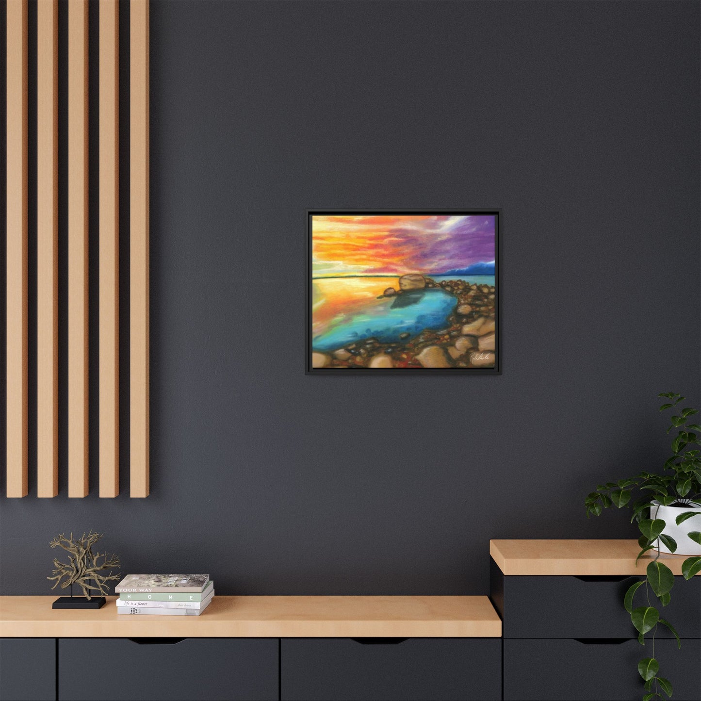 Sunset Ocean Beach Framed Wall Art