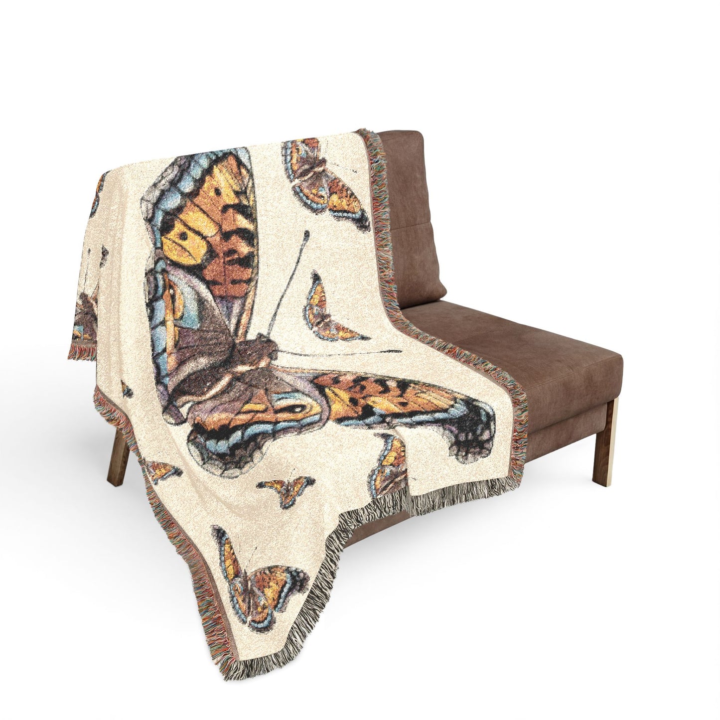 Butterfly Woven Blanket – Boho Tapestry Throw for Cozy Living, Neutral & Dark Reversible Design