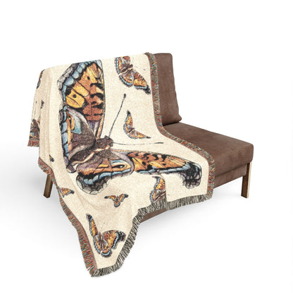 Butterfly Woven Blanket – Boho Tapestry Throw for Cozy Living, Neutral & Dark Reversible Design