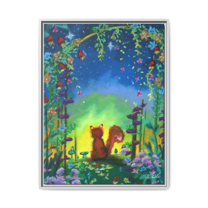 Fox Under Flowers Framed Wall Art