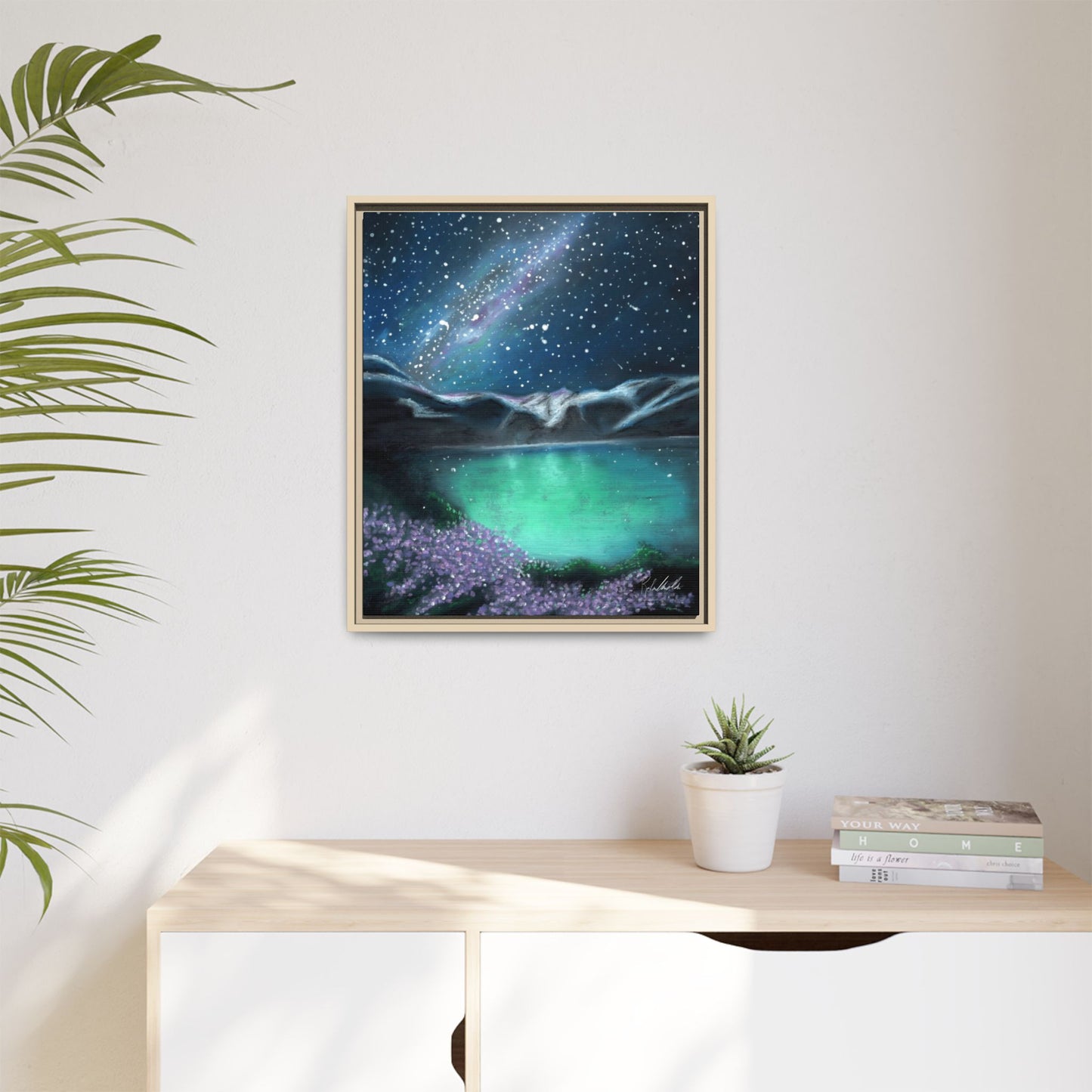 Night Sky over Spring Lake Framed Wall Art