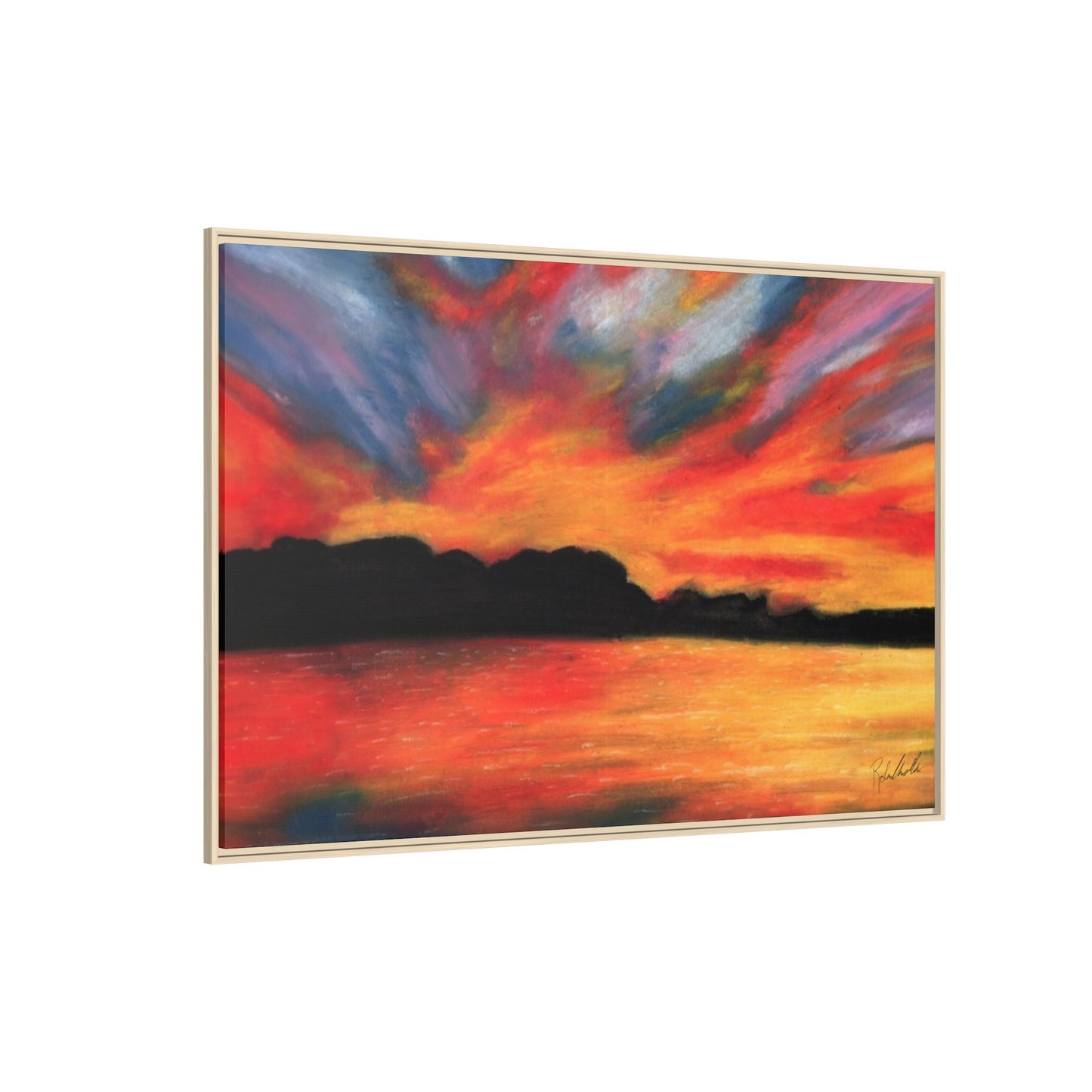 Sunset Over The Lake Framed Wall Art