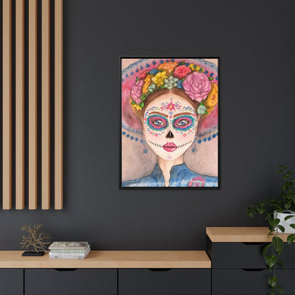 Day of the Dead Skull Woman Framed Wall Art