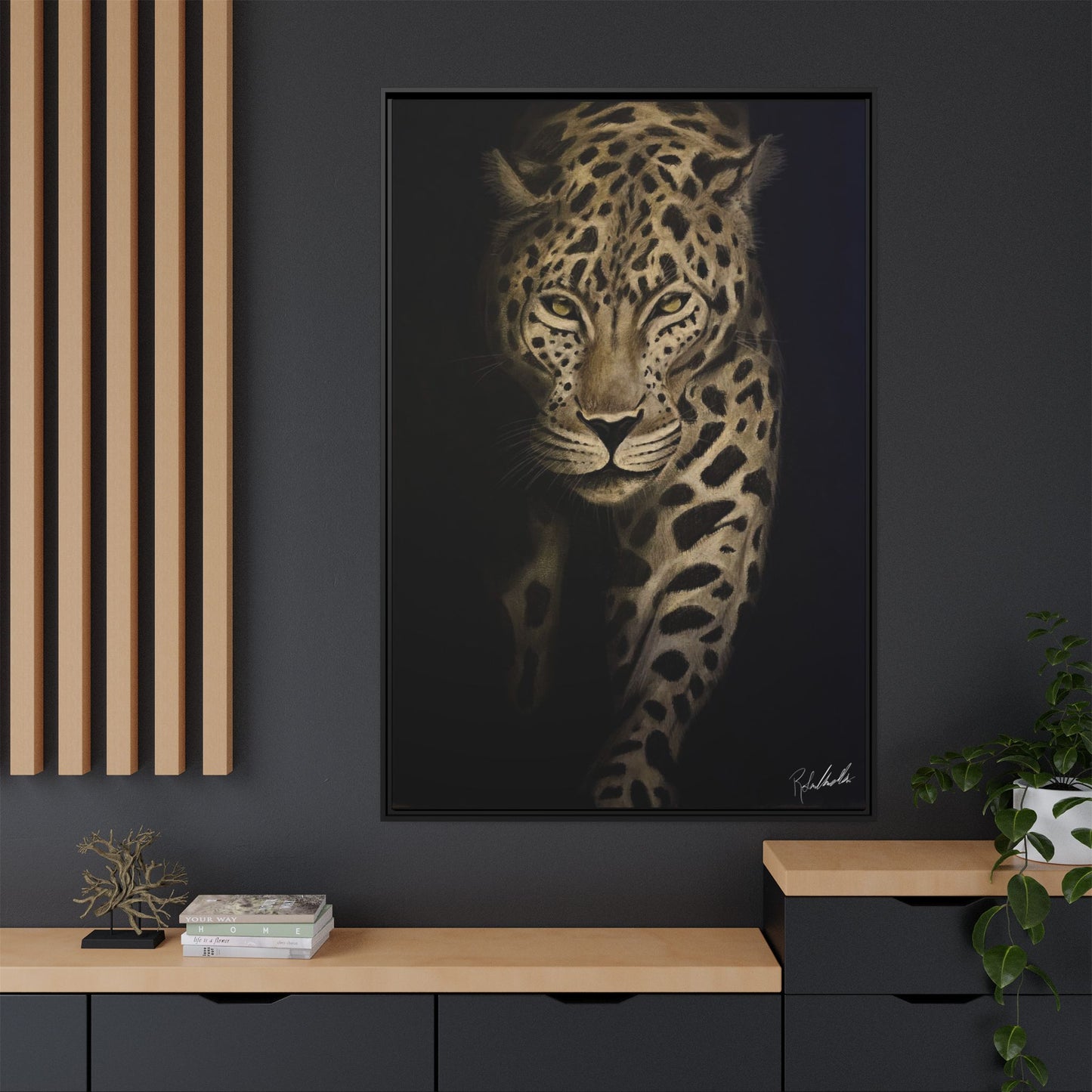 Leopard at Night Framed Wall Art