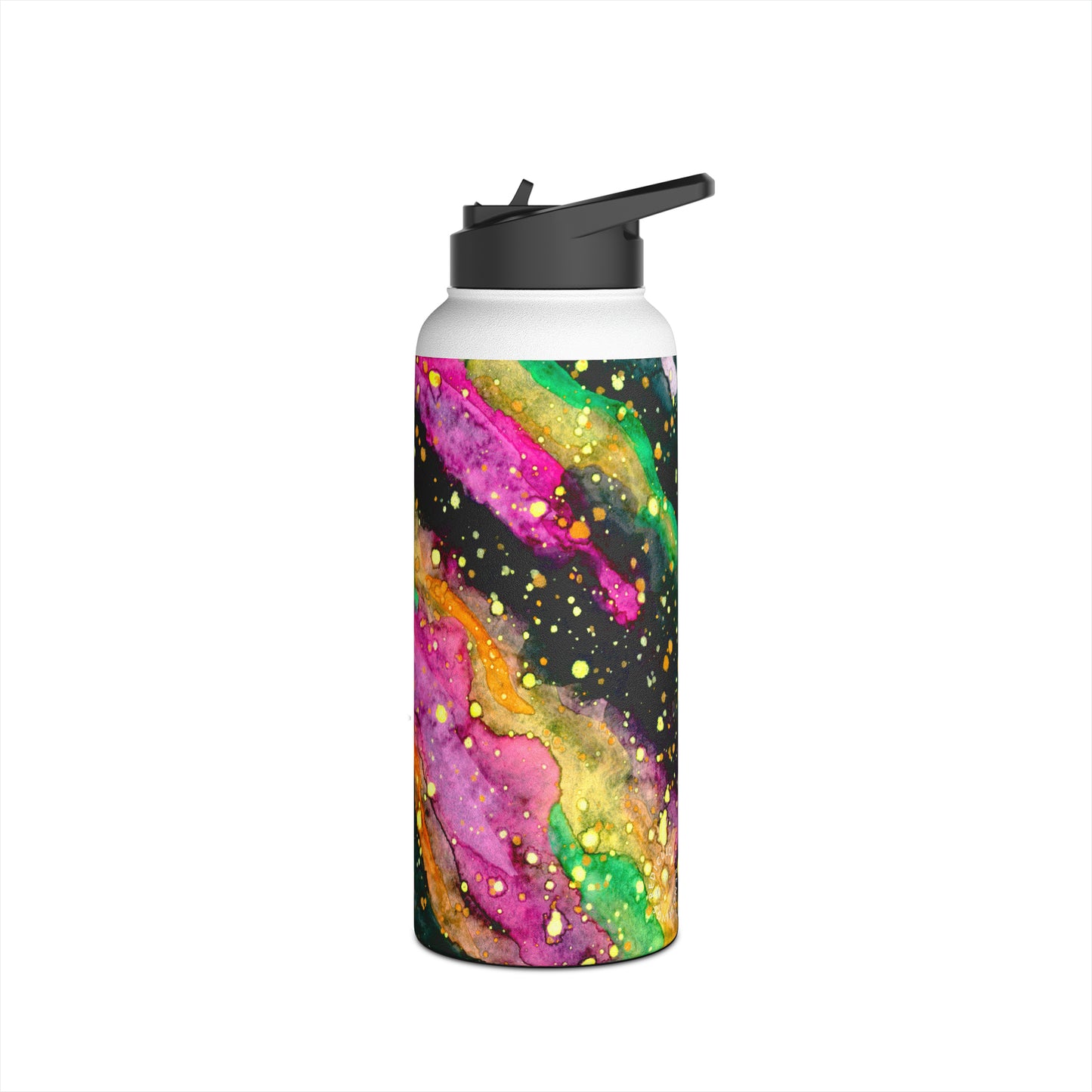 Neon Galaxy Stainless Steel Water Bottle, Standard Lid