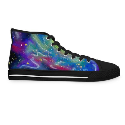 Galaxy Swirl High-Top Sneakers — Colorful Cosmic Women's Canvas Shoes