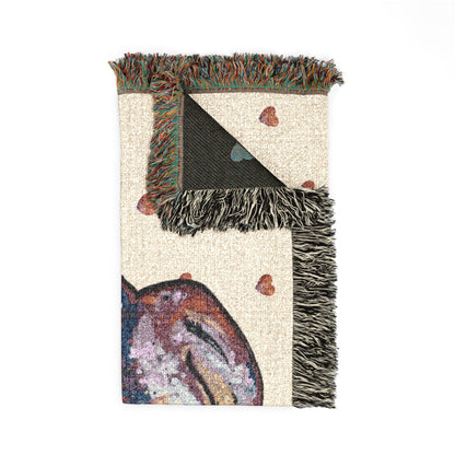 Woven Blanket — Romantic Owls Jacquard Throw (Kissing Owl Design)