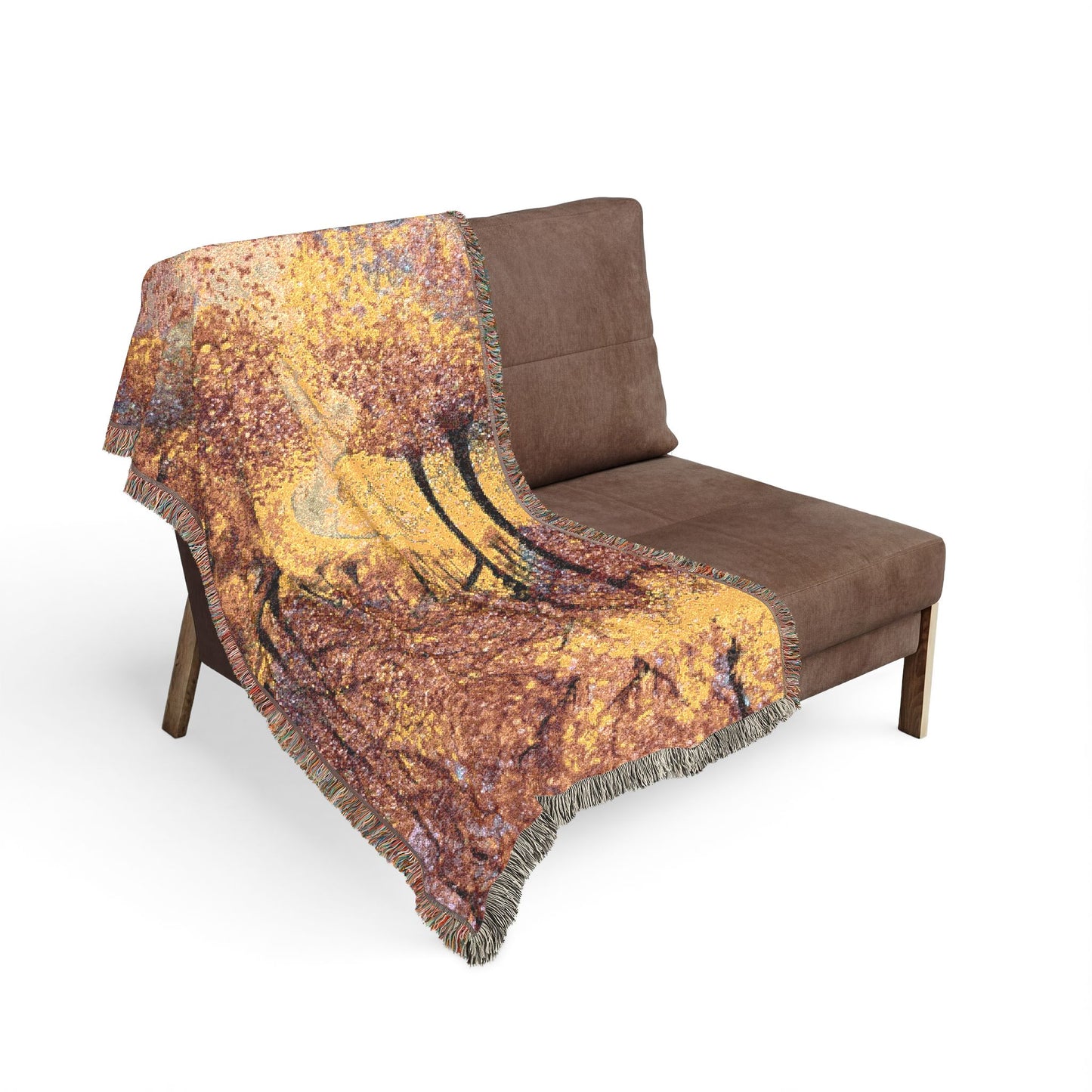 Autumn Forest Woven Blanket — Cozy Scenic Throw for Home & Cabin