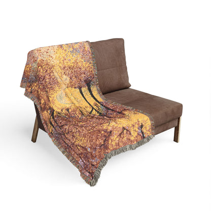 Autumn Forest Woven Blanket — Cozy Scenic Throw for Home & Cabin