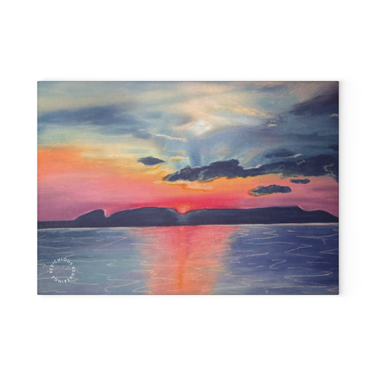 Glass Cutting Board — Sunset Seascape Tempered Glass Chopping Board